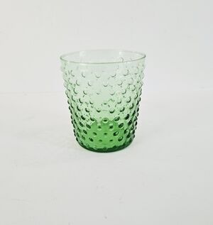 Vintage Green Glass Ombre Textured Hobnail Tumbler Juice Glass Fenton Klimchi?